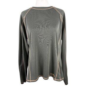 LL Bean Women's L REG Lightweight Polartec Power Dry Base Layer Grey Thumbholes